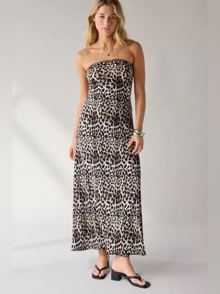 Uo Alexis Printed Knit Strapless Tube Maxi Dress